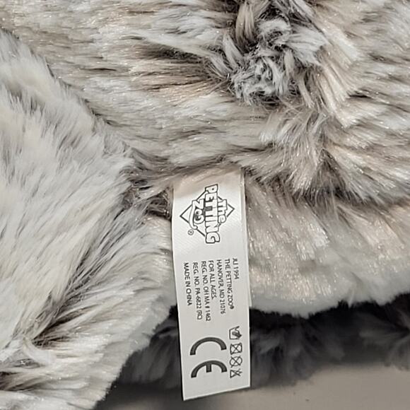 Grey Christmas Teddy Bear Plush Stuffed Soft and Cuddly Red Bow Petting Zoo VTG - Picture 7 of 7